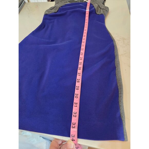 Diane Von Furstenberg Hallie Colorblock Knit Sheath Dress Sz 4 Blue Gray Office - Picture 11 of 12